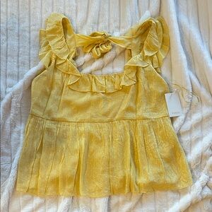 NWT Parker Yellow Ruffle sparkle Blouse